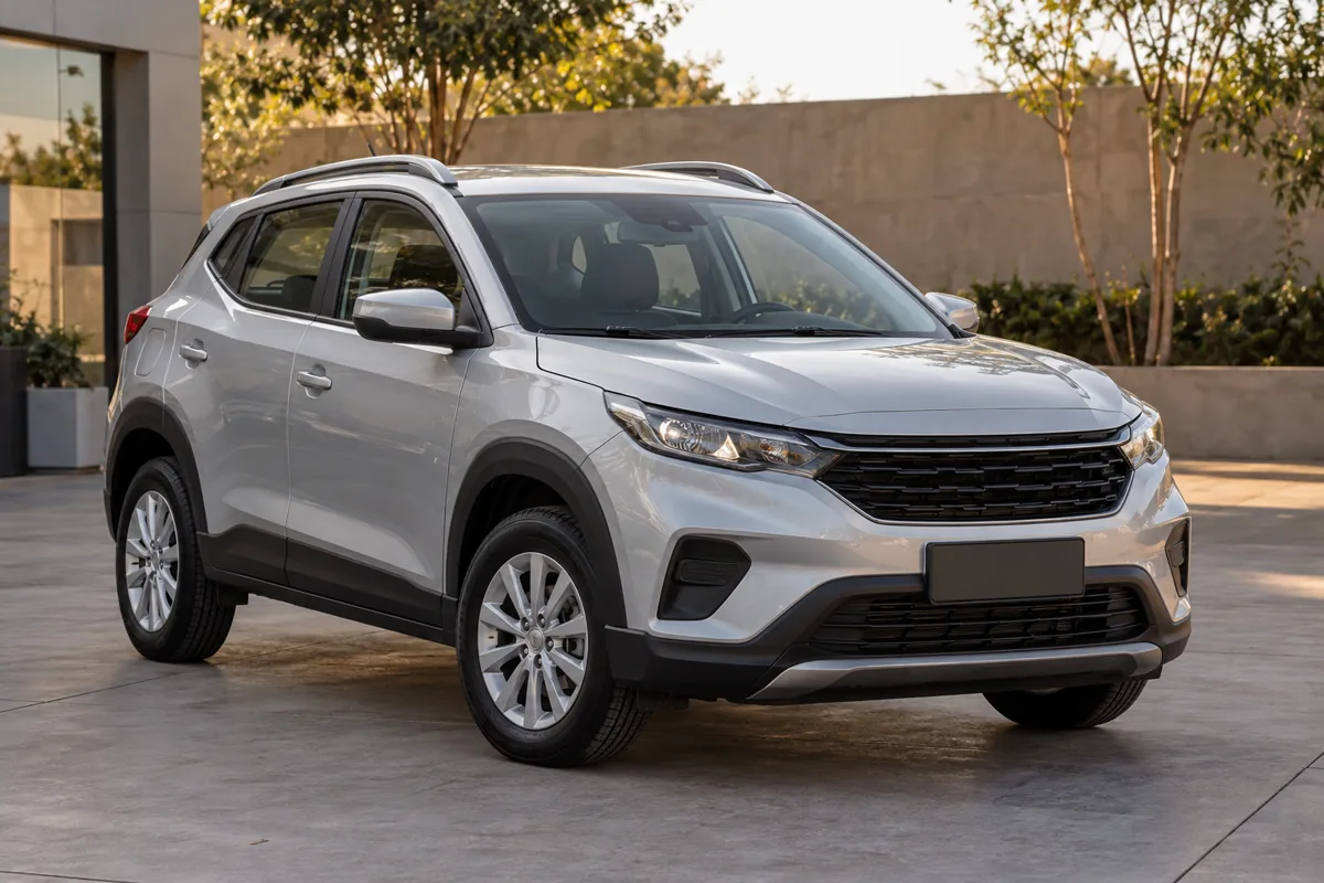 SUV compacto prata em imagem conceitual ilustrativa